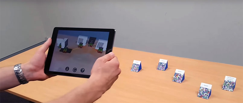 networking simulation with stands and markers